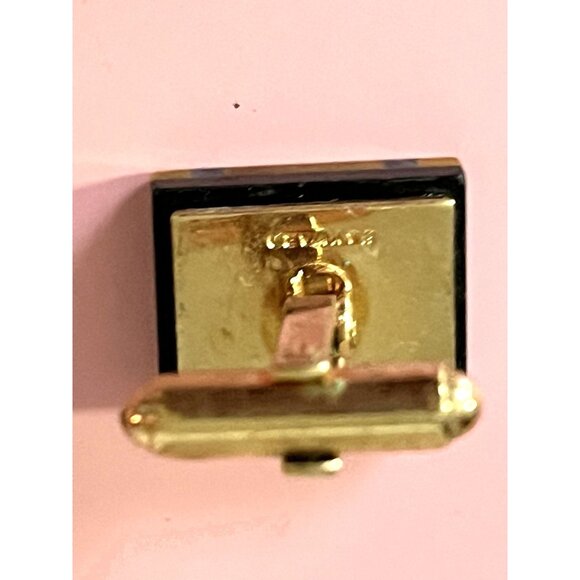 Hayward Gold-Plated Rectangular Cufflinks With Tigers Eye & Lapis Lazuli Inlay - Picture 4 of 4